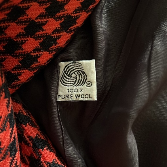 Jones New York: Vintage 80s Orange Black Herringbone Blazer 100% Wool: Size US 4 - Picture 7 of 7